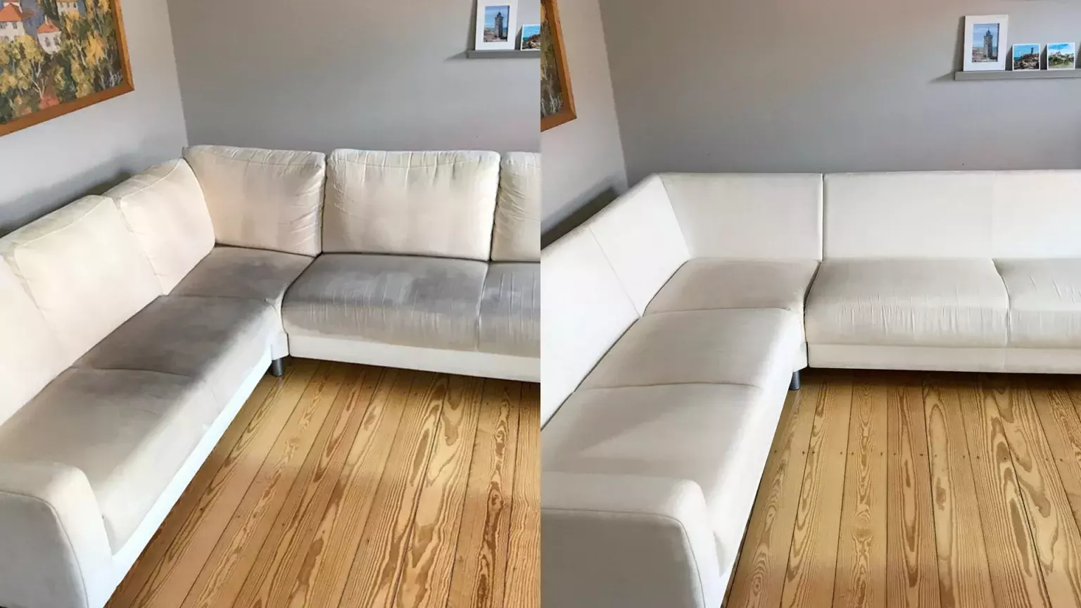 Sofa vorher und nachher &ndash; Polsterreinigung